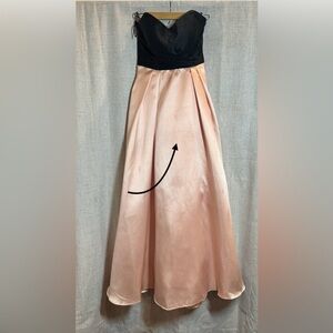 Black lace corset w/bow top & pink full length ball gown prom dress WITH PULL. 3